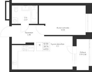 1-к квартира, вторичка, 42м2, 5/23 этаж