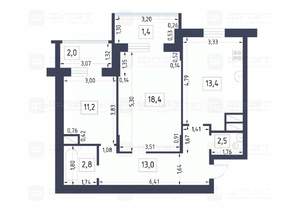 2-к квартира, вторичка, 65м2, 13/19 этаж