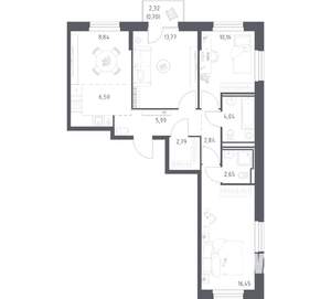3-к квартира, вторичка, 75м2, 11/17 этаж