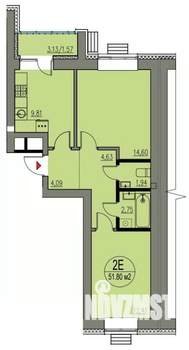 2-к квартира, строящийся дом, 52м2, 2/10 этаж