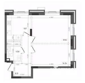 2-к квартира, вторичка, 54м2, 17/22 этаж