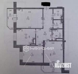 3-к квартира, вторичка, 76м2, 8/18 этаж