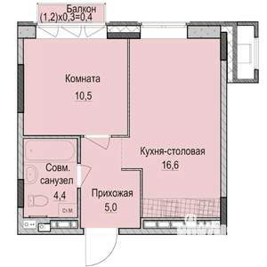 1-к квартира, строящийся дом, 37м2, 5/14 этаж