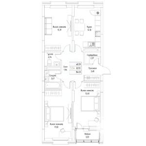 3-к квартира, вторичка, 84м2, 9/9 этаж