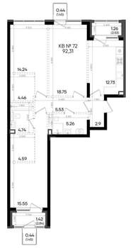 3-к квартира, вторичка, 92м2, 3/9 этаж