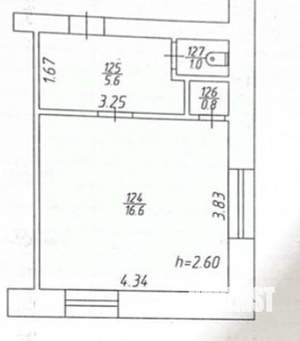 Студия квартира, вторичка, 24м2, 1/5 этаж