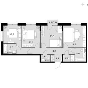 3-к квартира, вторичка, 79м2, 3/14 этаж