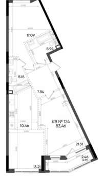 3-к квартира, вторичка, 83м2, 8/9 этаж