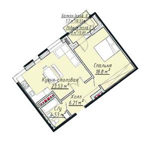 2-к квартира, вторичка, 55м2, 7/7 этаж