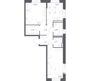 2-к квартира, вторичка, 60м2, 2/17 этаж