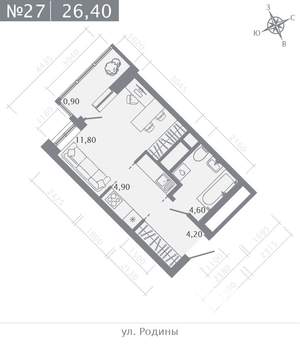 Студия квартира, вторичка, 26м2, 4/23 этаж
