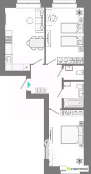 2-к квартира, вторичка, 61м2, 4/10 этаж