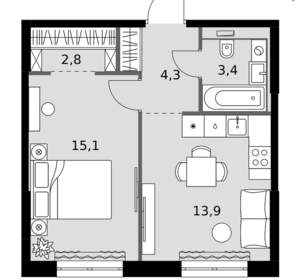 1-к квартира, вторичка, 40м2, 11/20 этаж