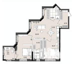 2-к квартира, вторичка, 88м2, 11/23 этаж