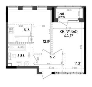 2-к квартира, вторичка, 44м2, 7/23 этаж