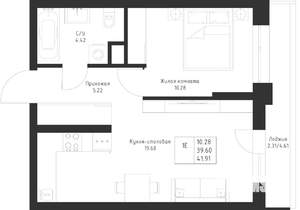 1-к квартира, вторичка, 42м2, 8/23 этаж