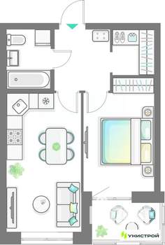 1-к квартира, вторичка, 42м2, 2/10 этаж