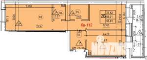 2-к квартира, строящийся дом, 57м2, 6/9 этаж