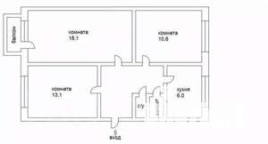 3-к квартира, вторичка, 74м2, 4/19 этаж
