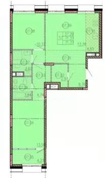 3-к квартира, строящийся дом, 71м2, 6/12 этаж