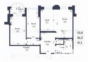 3-к квартира, вторичка, 91м2, 5/9 этаж