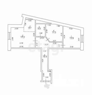 2-к квартира, вторичка, 69м2, 1/14 этаж