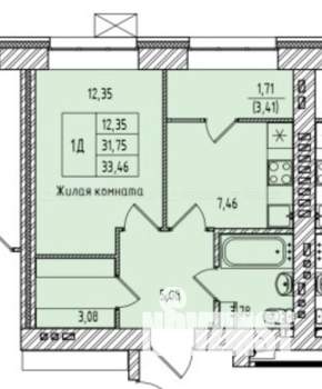 1-к квартира, вторичка, 34м2, 9/10 этаж