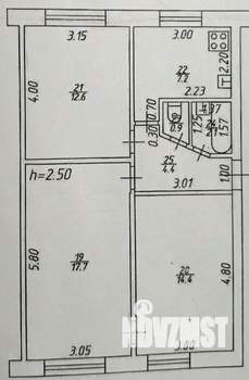 3-к квартира, вторичка, 59м2, 1/5 этаж