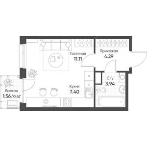 Студия квартира, строящийся дом, 27м2, 18/18 этаж