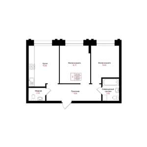 2-к квартира, вторичка, 53м2, 6/25 этаж