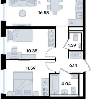 2-к квартира, вторичка, 50м2, 1/8 этаж