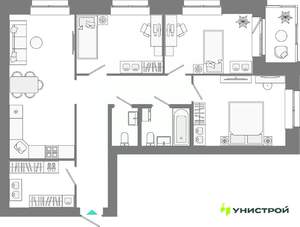 3-к квартира, вторичка, 82м2, 5/10 этаж