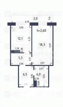 2-к квартира, вторичка, 51м2, 15/16 этаж