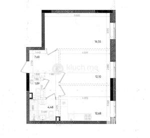 2-к квартира, строящийся дом, 56м2, 6/8 этаж