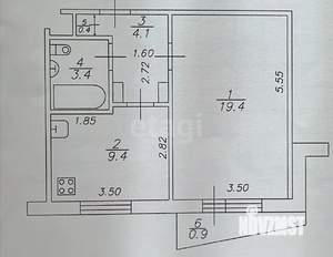 1-к квартира, вторичка, 37м2, 5/9 этаж