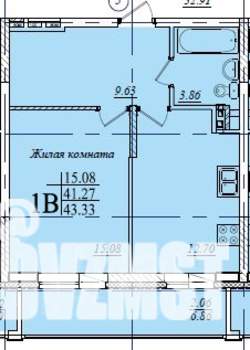 1-к квартира, сданный дом, 43м2, 2/19 этаж