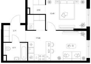 1-к квартира, вторичка, 43м2, 20/24 этаж