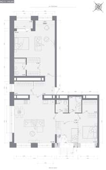 3-к квартира, строящийся дом, 146м2, 19/23 этаж