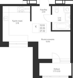 Студия квартира, вторичка, 27м2, 4/23 этаж