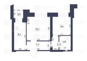 2-к квартира, вторичка, 46м2, 9/9 этаж