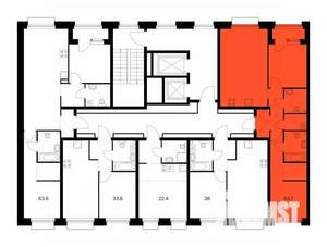 2-к квартира, вторичка, 64м2, 2/10 этаж