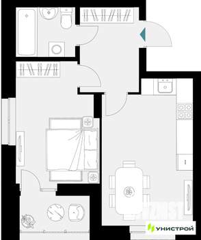 1-к квартира, вторичка, 42м2, 8/18 этаж