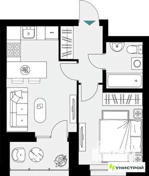 1-к квартира, вторичка, 36м2, 12/18 этаж