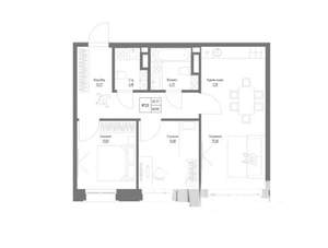 3-к квартира, строящийся дом, 68м2, 2/4 этаж