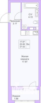 Студия квартира, вторичка, 28м2, 20/25 этаж