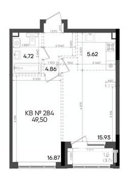 2-к квартира, вторичка, 50м2, 21/23 этаж