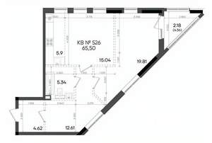 2-к квартира, вторичка, 66м2, 22/23 этаж