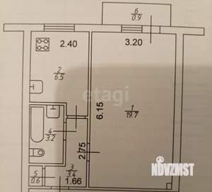 1-к квартира, вторичка, 33м2, 5/9 этаж