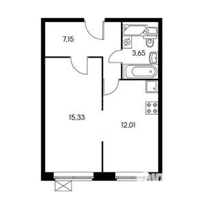 1-к квартира, вторичка, 38м2, 1/9 этаж