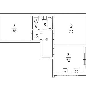 2-к квартира, вторичка, 63м2, 5/6 этаж